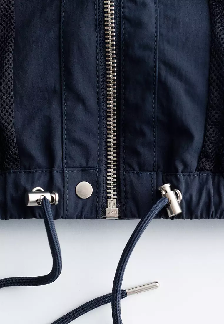 Stand-Collar Drawstring Jacket