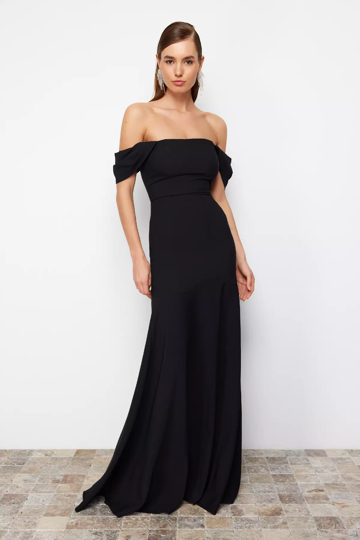 off shoulder loose dresses Ladies Dresses Black Flowy Off The Shoulder Dress Off-Shoulder Evening Maxi  Dress