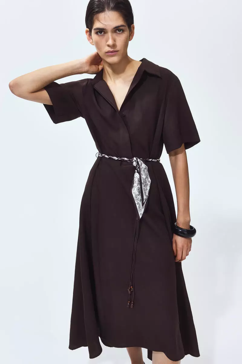 Tie-belt shirt dress