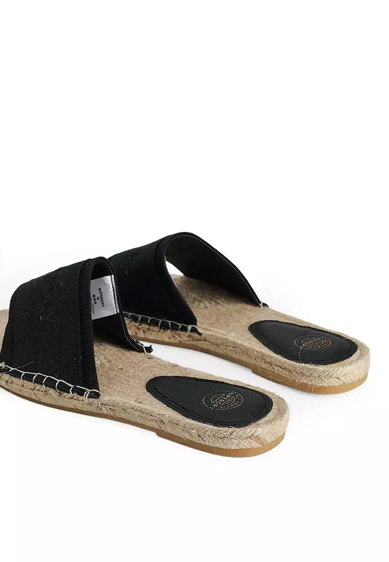 Canvas Espadrille Overlay Slides