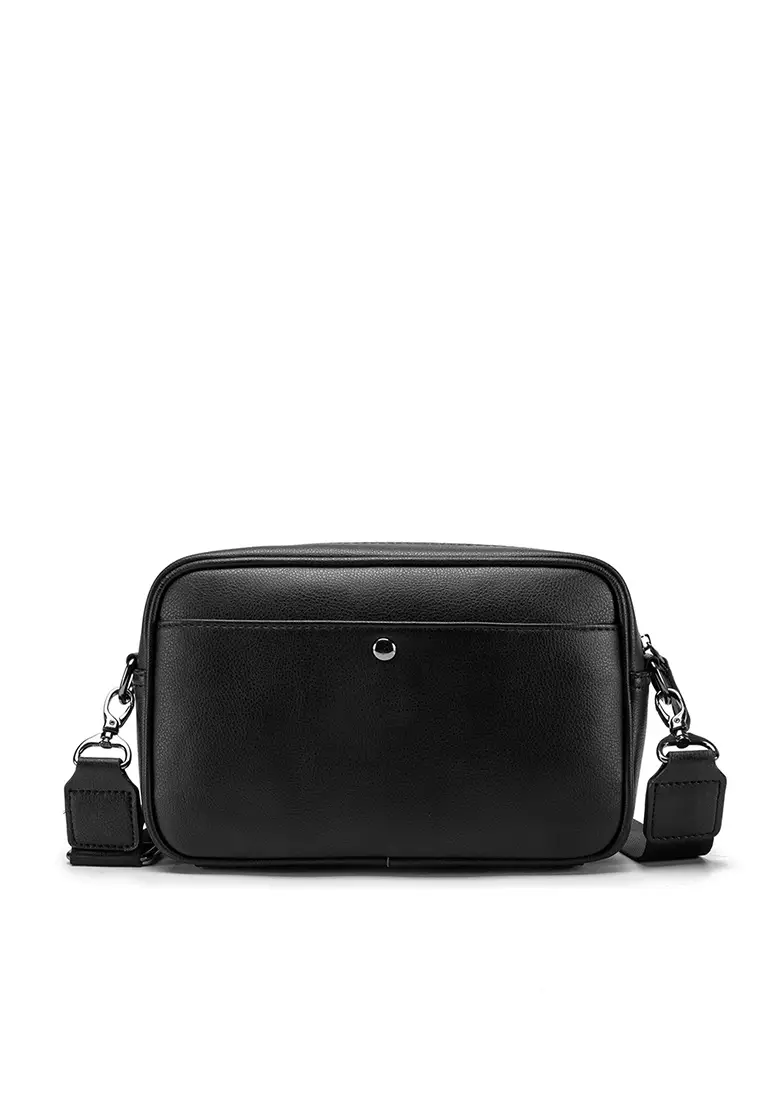 Buy ZITIQUE Pure black oblique backpack 2024 Online | ZALORA Singapore