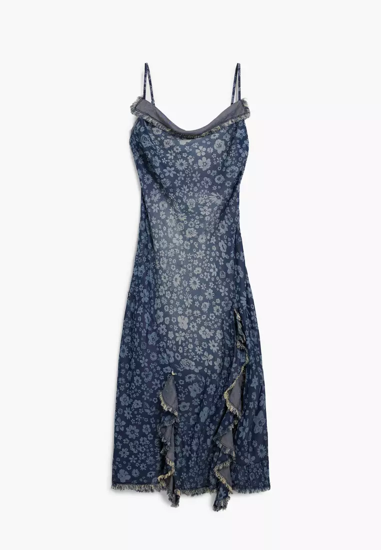 Denim ruffle dress