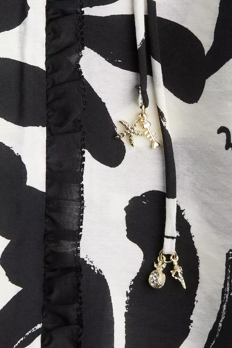 Trumpet-sleeved tunic dress