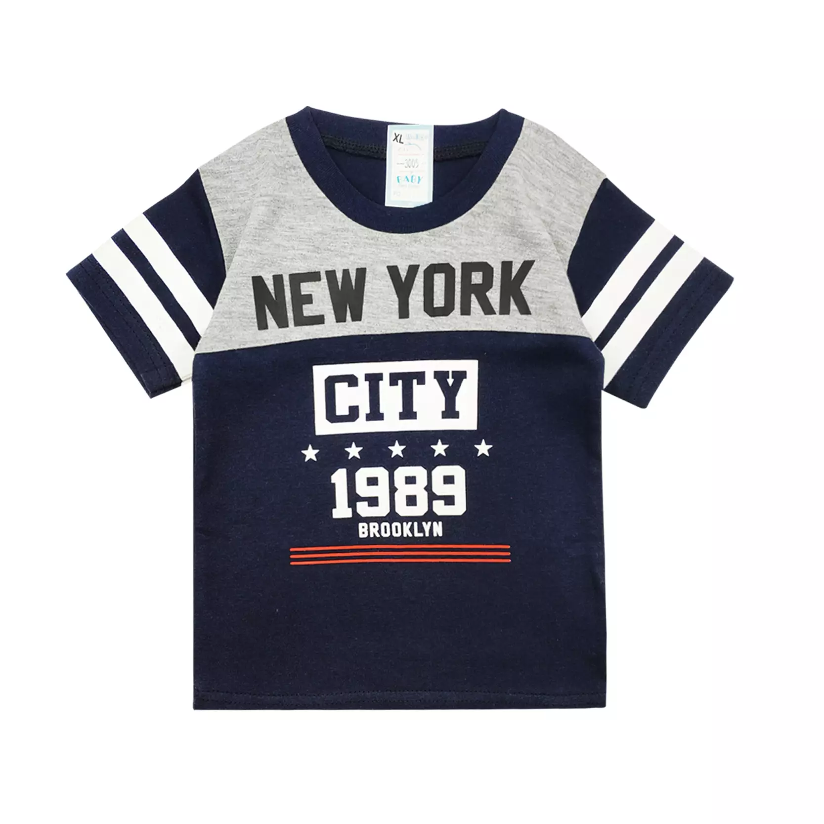 Wakakids Baju Bayi Anak Laki Laki Lengan Pendek Motif New York Setelan Celana 3/4 Dengan Topi Usia 12 Bulan Hingga 18 Bulan 3005 Navy