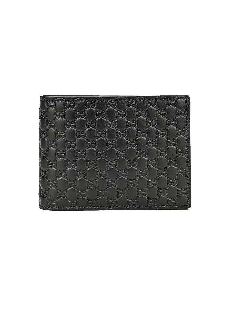 Gucci GUCCI Men's Black Microguccissima GG Logo Leather Wide Bifold ...