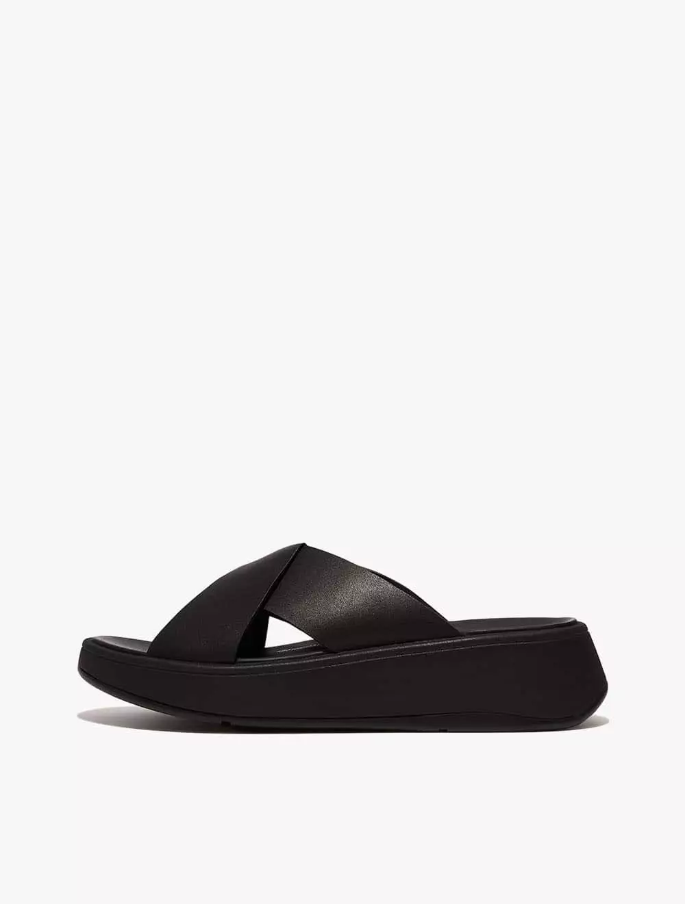 Jual FitFlop Fitflop F-Mode Folded-Leather Flatform Cross Slides GN3 ...