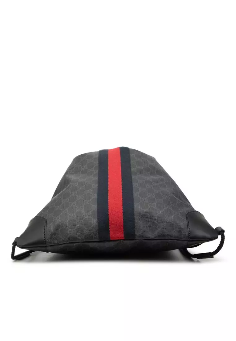 Pre-Loved Gucci Gg Supreme Web Drawstring Backpack