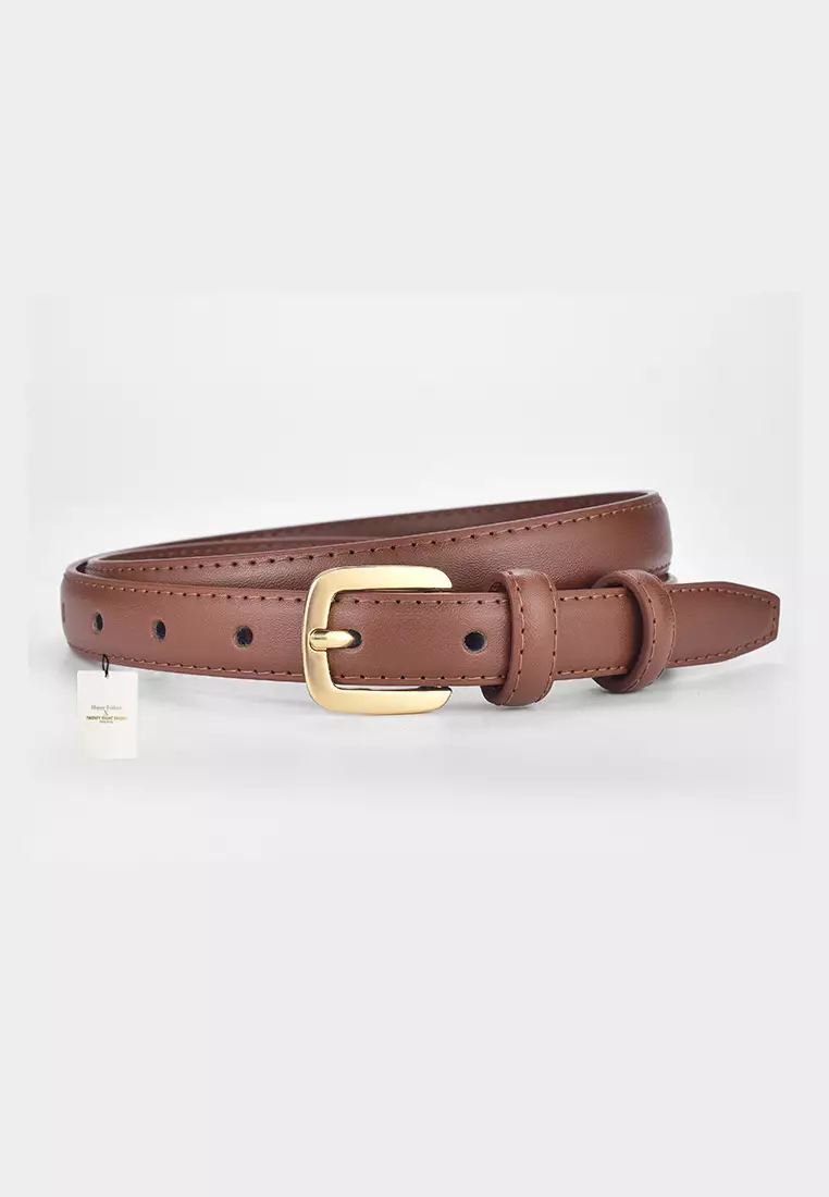 Metal Pin Gold Color Buckle Leather Belt JW CY-155