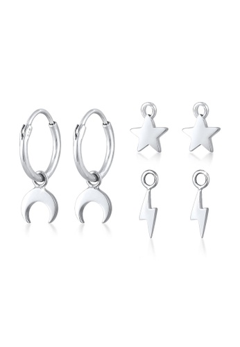 ELLI GERMANY silver Earrings Hoops Star Crescent Astro Design 6ABE3AC9EDC3A0GS_1