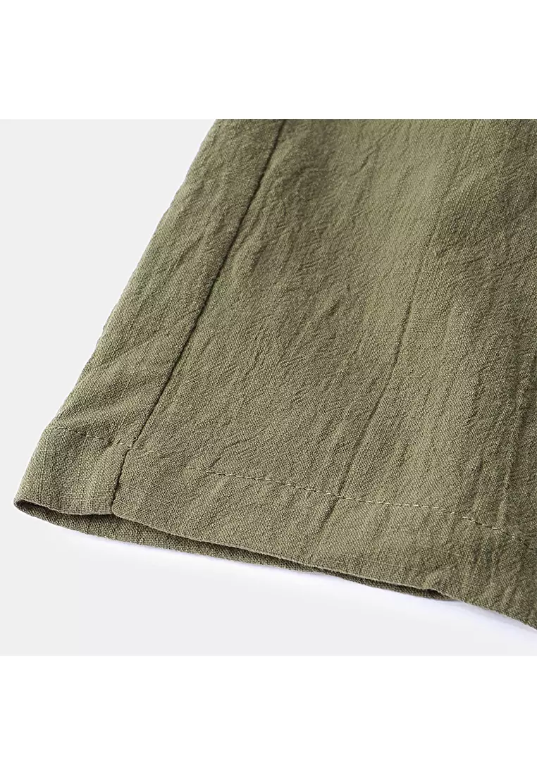 Cotton Linen Solid Color Beach Shorts YL-DK01