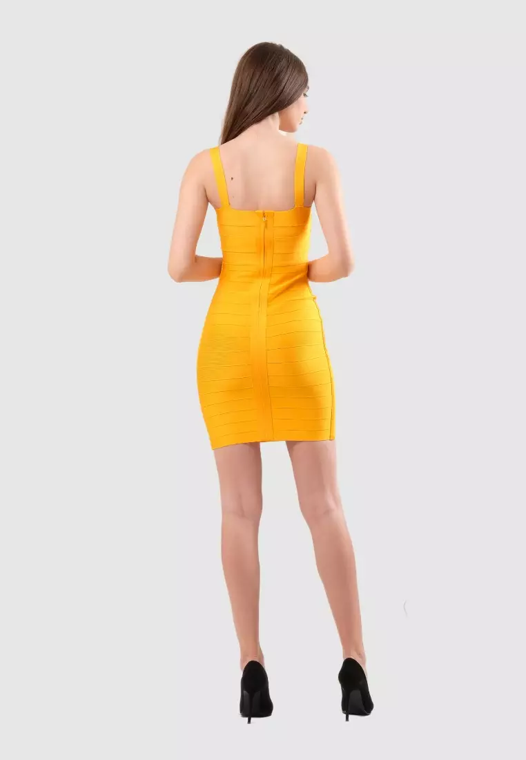 Jual Hlasia Ziva Yellow Bodycon Mini Bandage Dress Original 2024