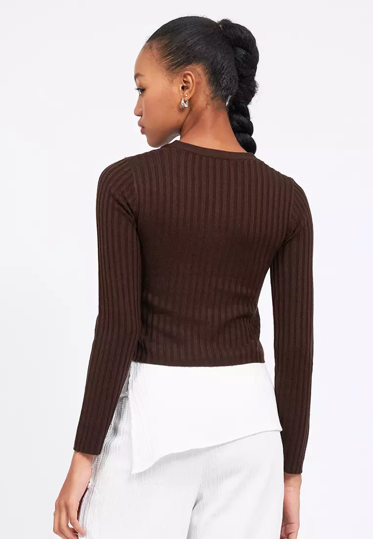 Long Sleeve Wrap Knit Top
