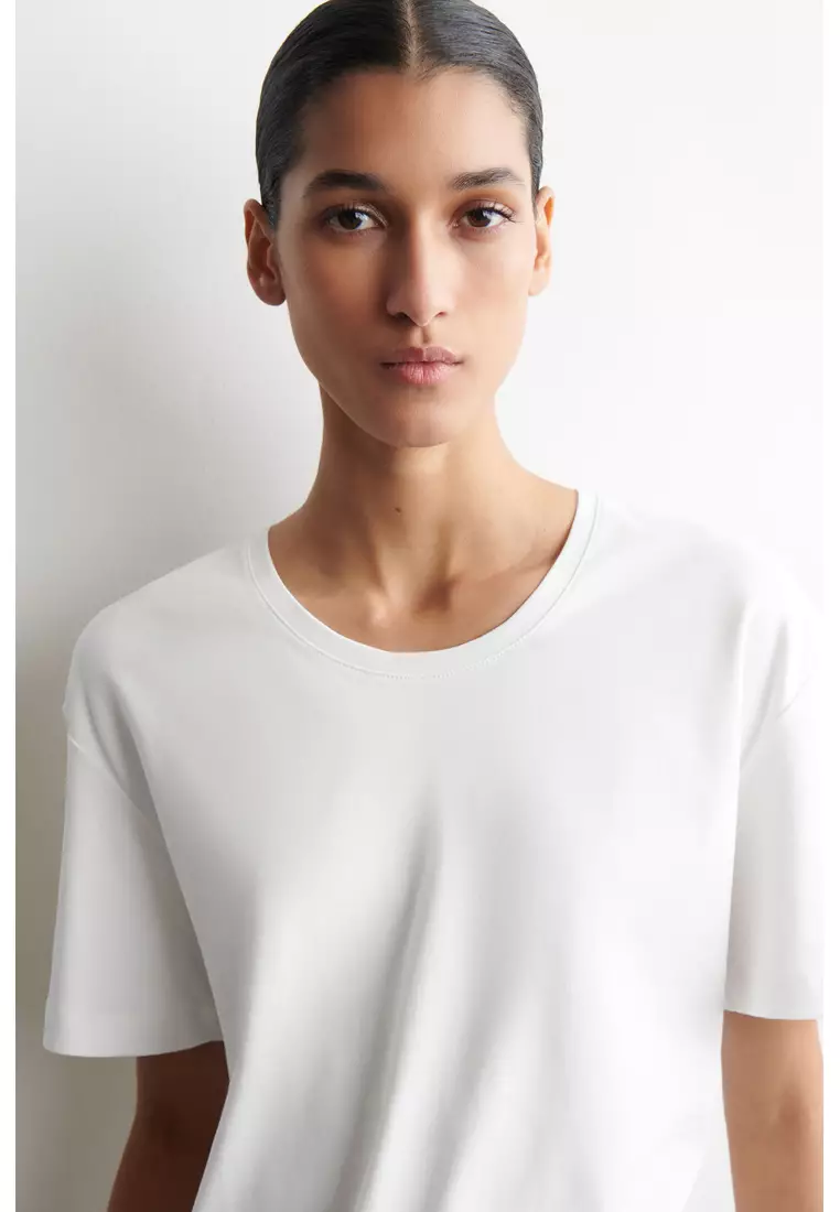SCOOP-NECK COTTON T-SHIRT