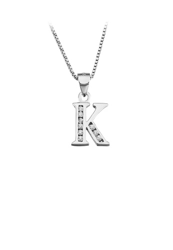 Buy Glamorousky 925 Sterling Silver Fashion Simple English Alphabet K Pendant With Cubic Zirconia And Necklace 2021 Online Zalora Singapore
