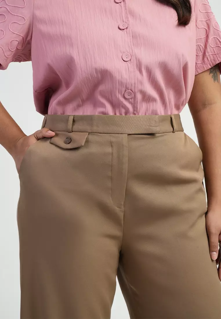 Milly Plus Size Llavina High waist Wide-Leg Trouser Pants