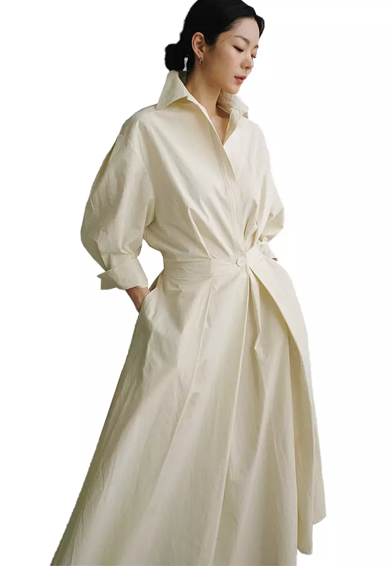 Solid colour shirt dress