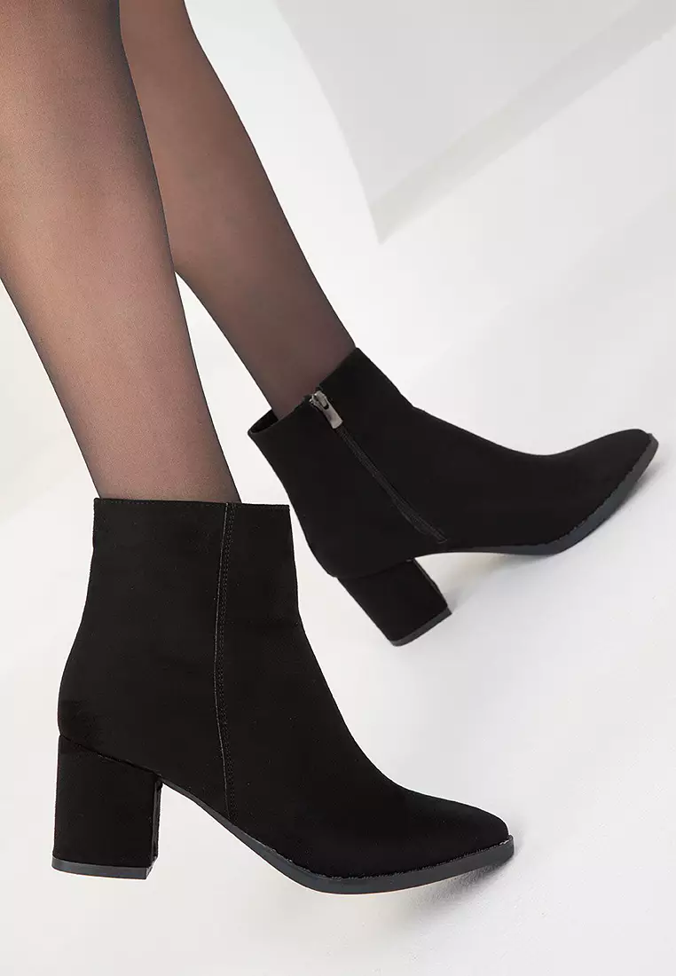 Pointed Toe Heeled Ankle Boots