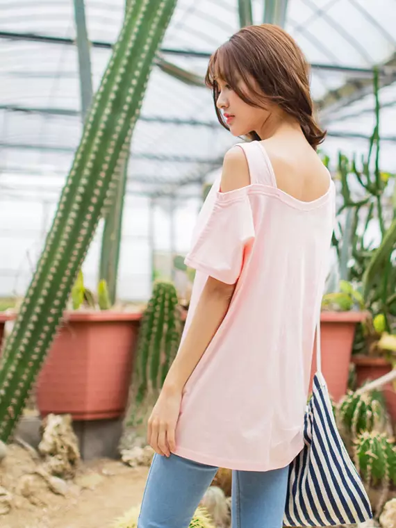 Shoulder cut top tops for girls