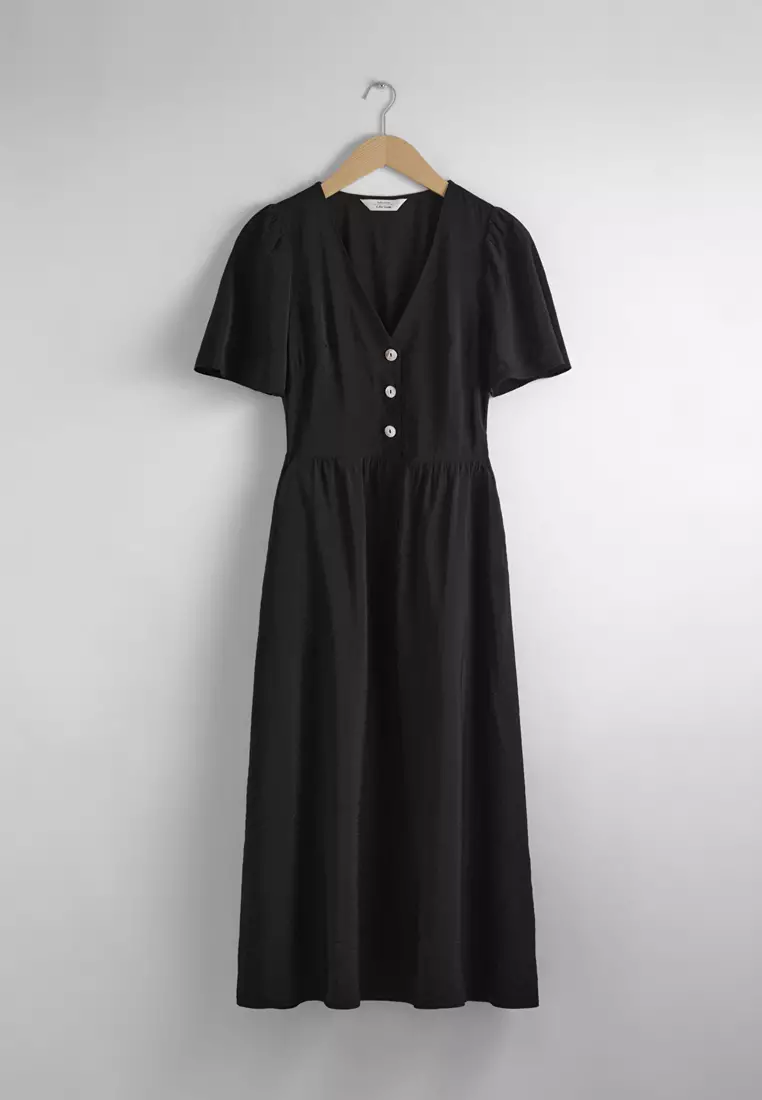 Flutter-Sleeve Midi Dress