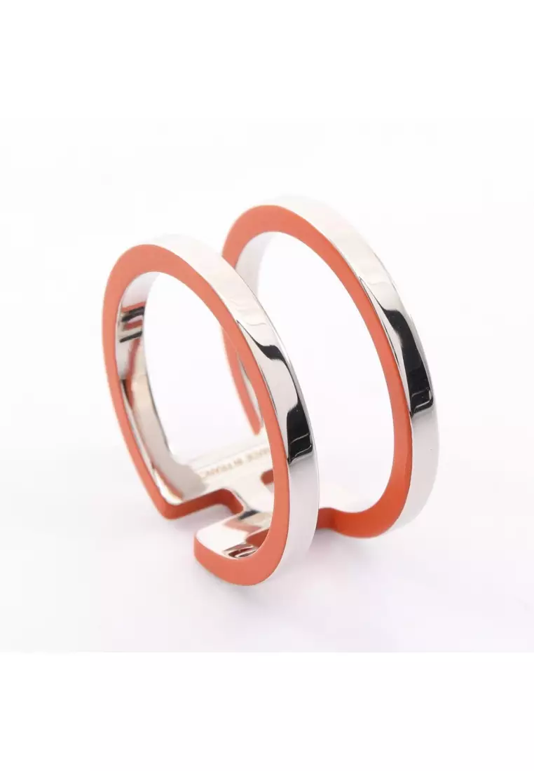 Pre-Loved Hermès H Anron scarf ring Silver orange