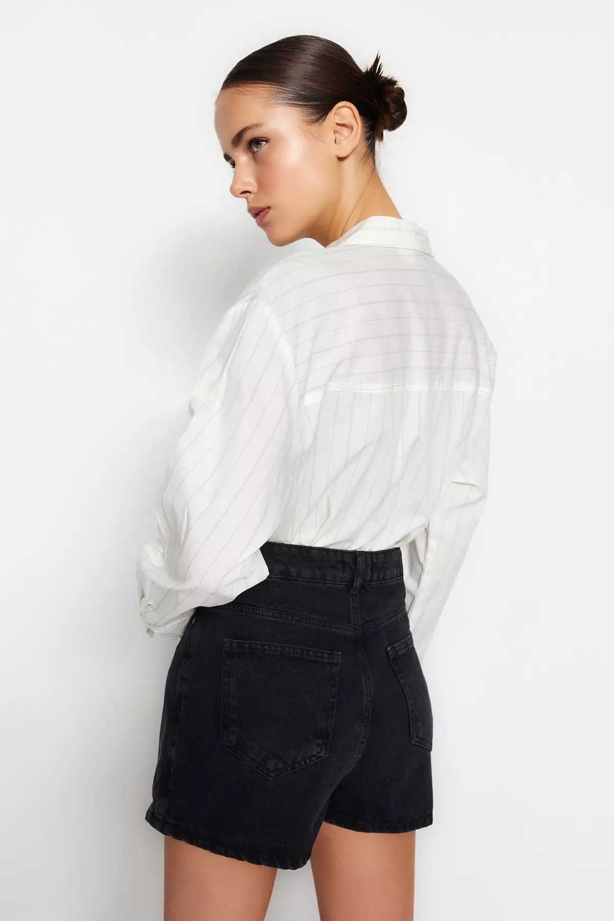 High Waist Denim Skorts