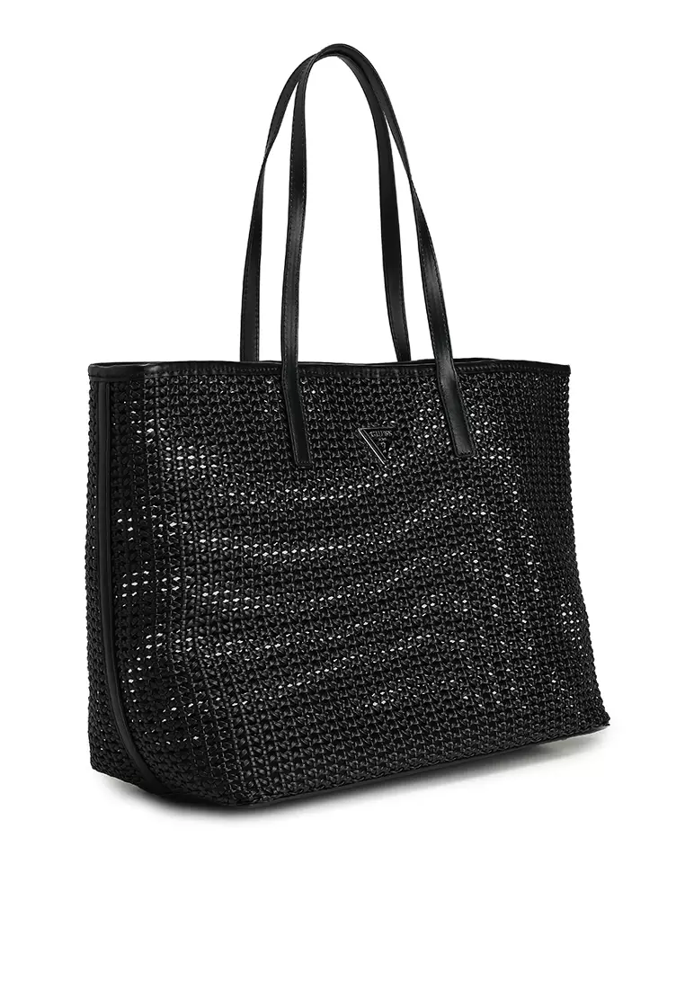【GUESS】★BRIGITTA かご TOTE BAG ★韓国人気★ポーチ付き★ Brigitta Woven Mini Tote | GUESS