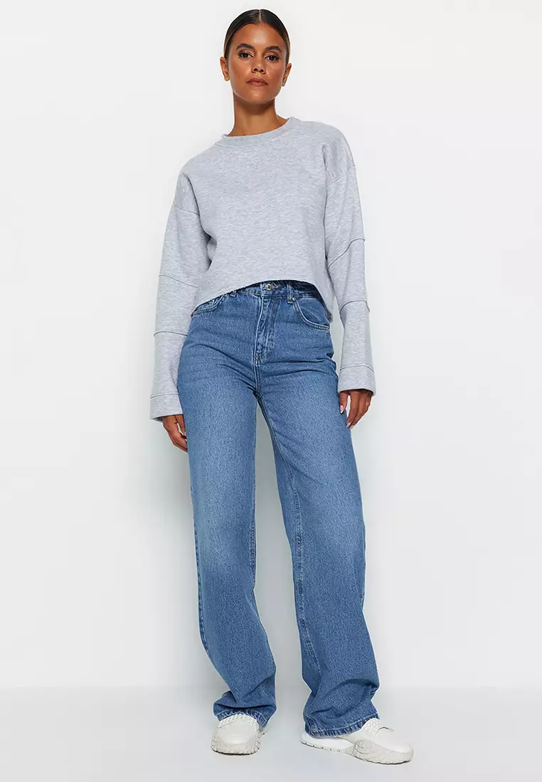 Buy Trendyol High Waist Wide Leg Jeans Online | ZALORA Malaysia