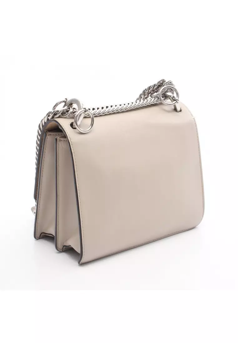 Pre-Loved Fendi MINI KAN I mini KAN I chain shoulder bag leather beige
