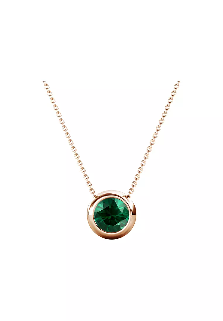 Birth Stone Moon Pendant May Emerald RG - Kalung Crystal Swarovski by Her Jewellery
