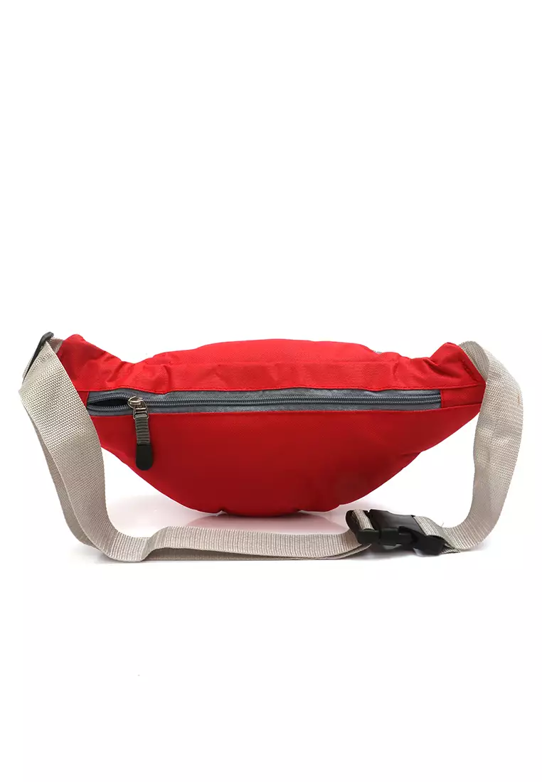 Noice Waisbag unisex Plain Casual Fashion Style Sport Large Storage Material Polyster ORIGINAL - Red Grey