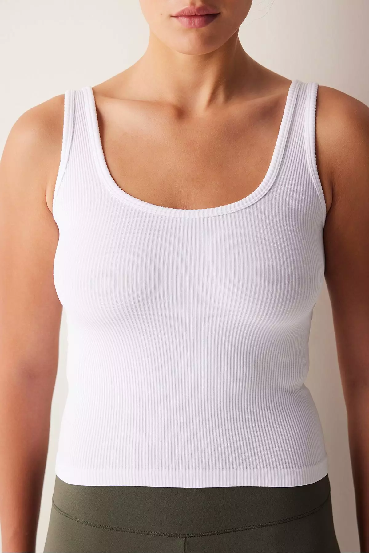 White Square Neck Seamless Top