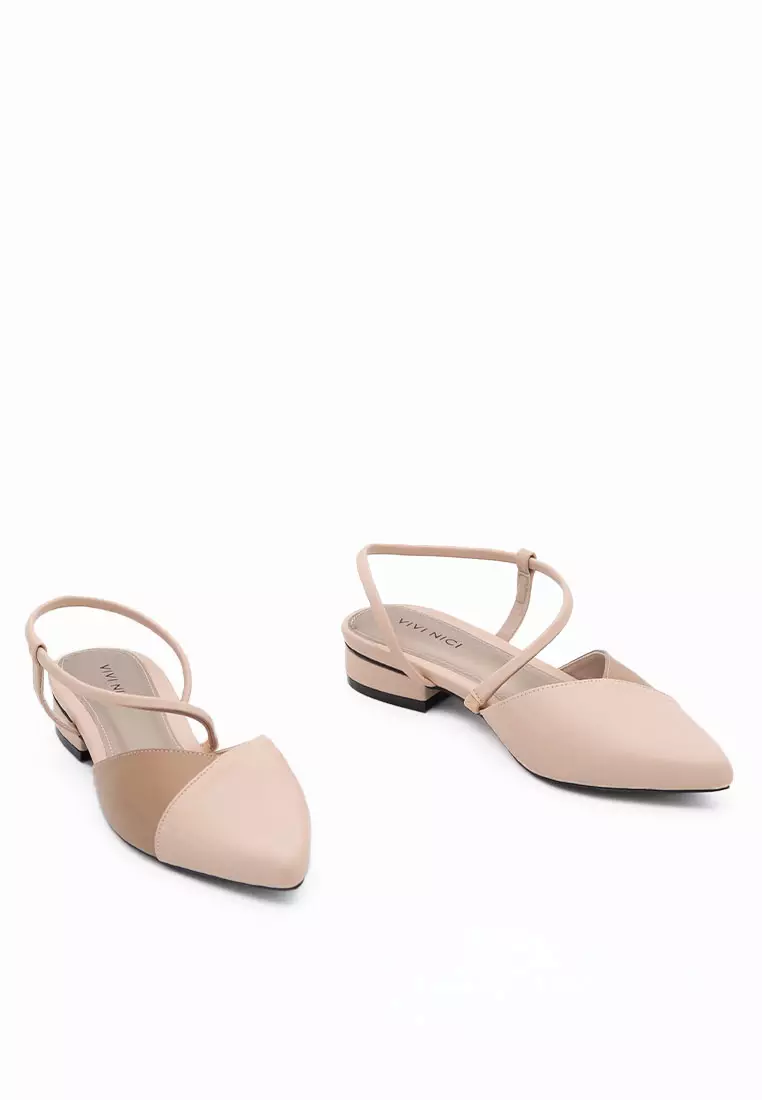 VIVI NICI - Auristela Sepatu Sandal Mules Hak 2 Cm Ivory/Biscuit