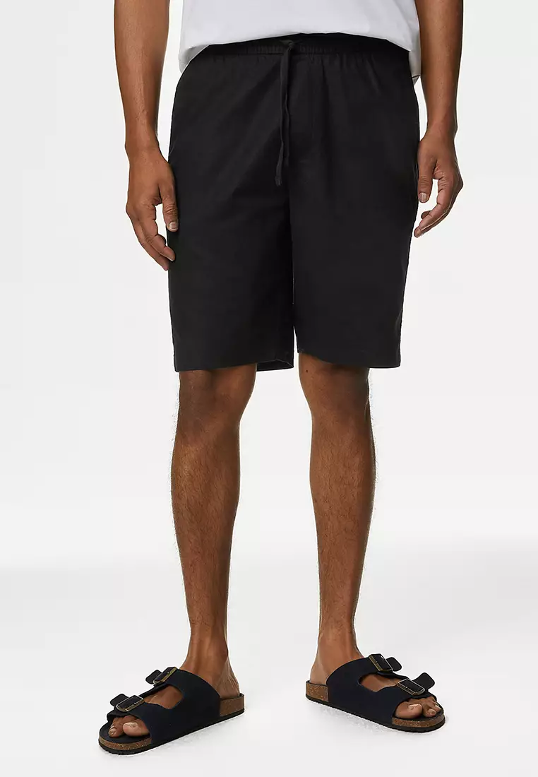 Linen Blend Elasticated Waist Stretch Shorts