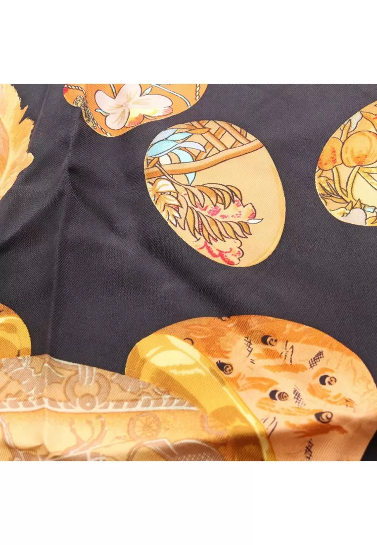 Pre-Loved Hermès carres 90 Couvee d'Hermes scarf silk black yellow multicolor