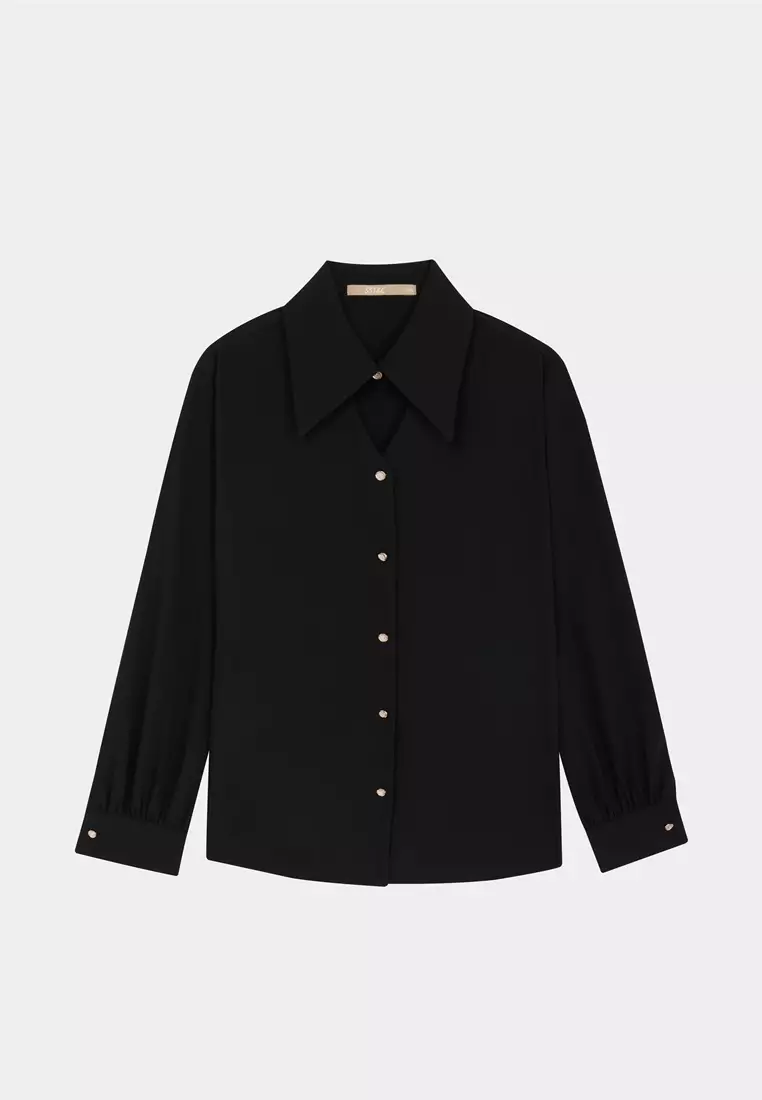 SST&C Black V-neck Style Blouse