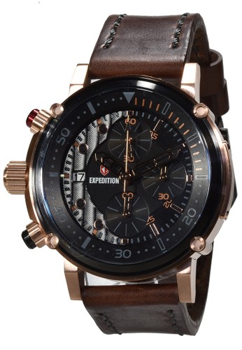 Expedition - Jam Tangan Pria - Rosegold - Brown Leather Strap - 6726MCLBRBA