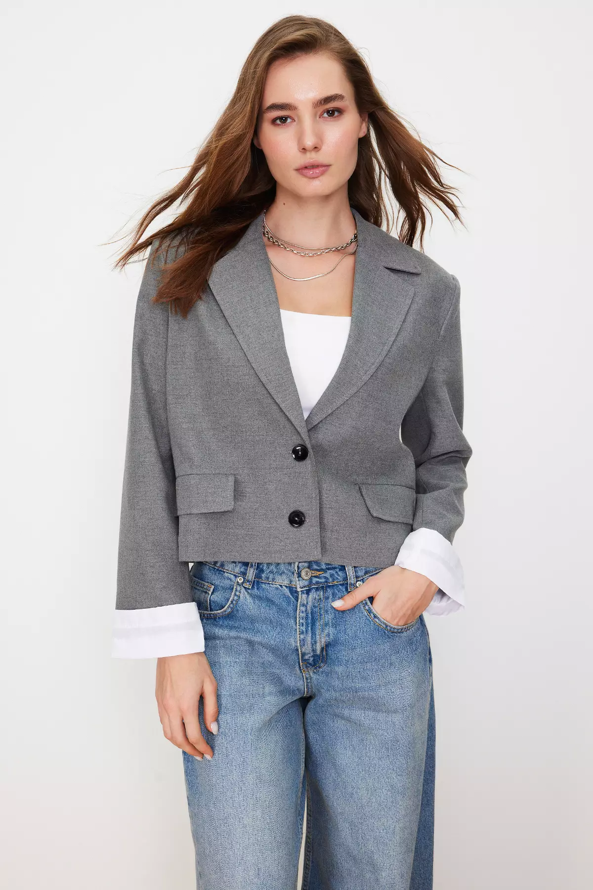 Contrast Cuffs Blazer