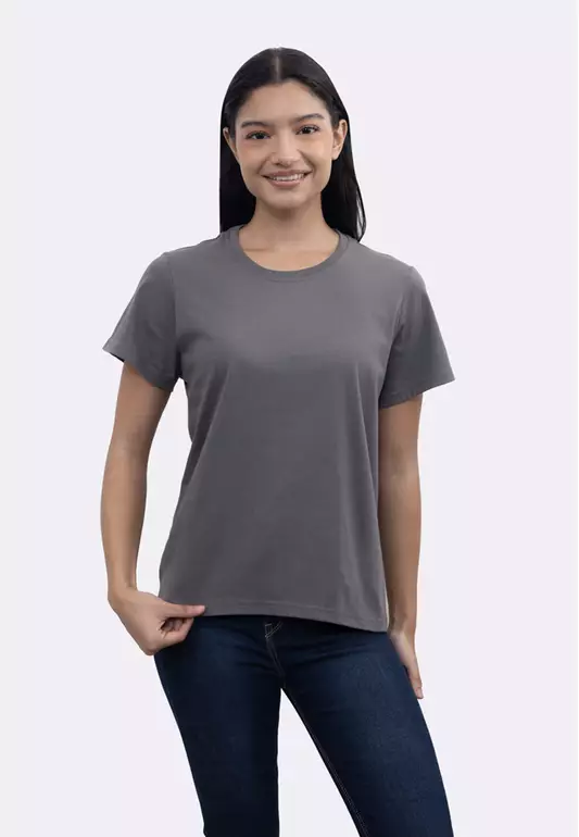 Ladies Grey Round Neck T-Shirt