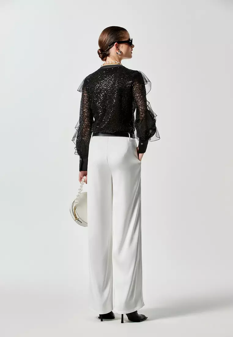 Full Sequin Top With Mesh Ruffle Layer