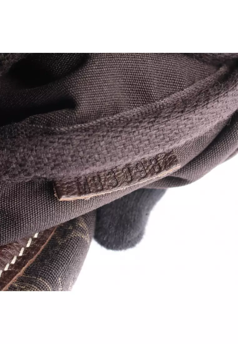 Pre-Loved Louis Vuitton Saumur monogram mini run Ebene Shoulder bag canvas leather Dark brown