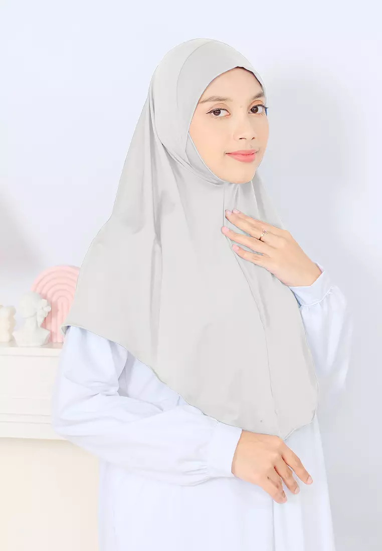 Cotton Bee - Kalea Bergo | Hijab Instan Malay | Jilbab Soft Pad Dagu - Bone White