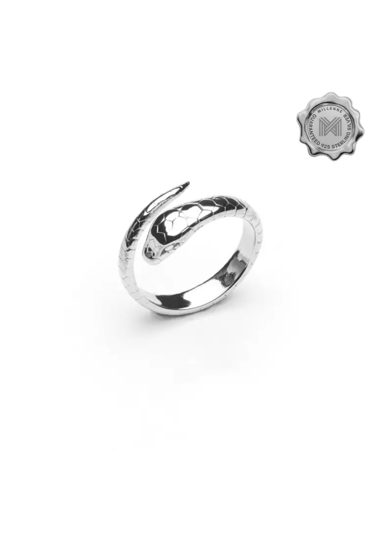 Millennia 2000 Statement Serpent Silver Adjustable Ring with 925 Sterling Silver