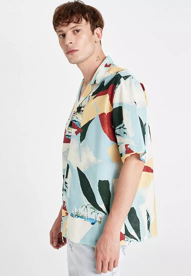 Printed Cotton Short Sleeves Shirt