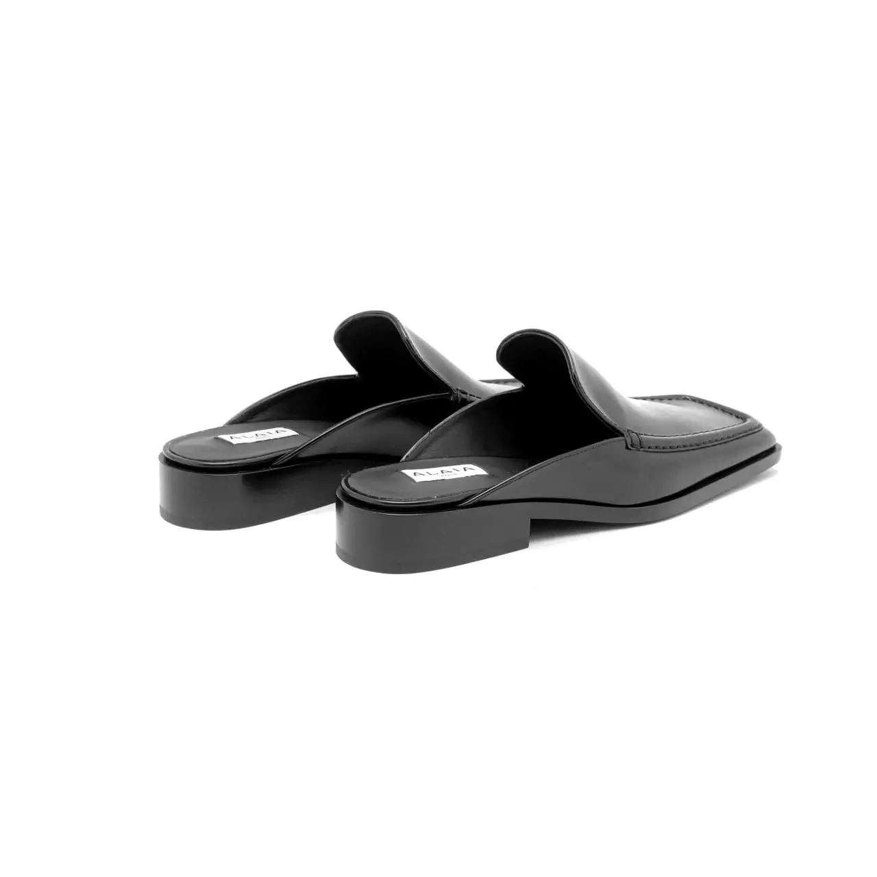 [6.6UNCANG HARGA] Square Loafer Mules in Calfskin Black