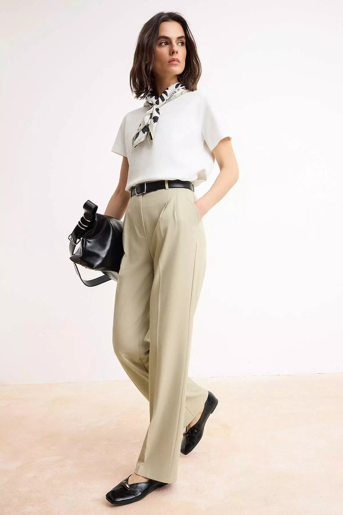 Mink Straight/Cut Pleated Woven Fabric Trousers Twoaw23Pl41