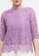 Icons purple 3/4 Sleeve Boat Neck Lace Blouse 75651AA79E96BBGS_3