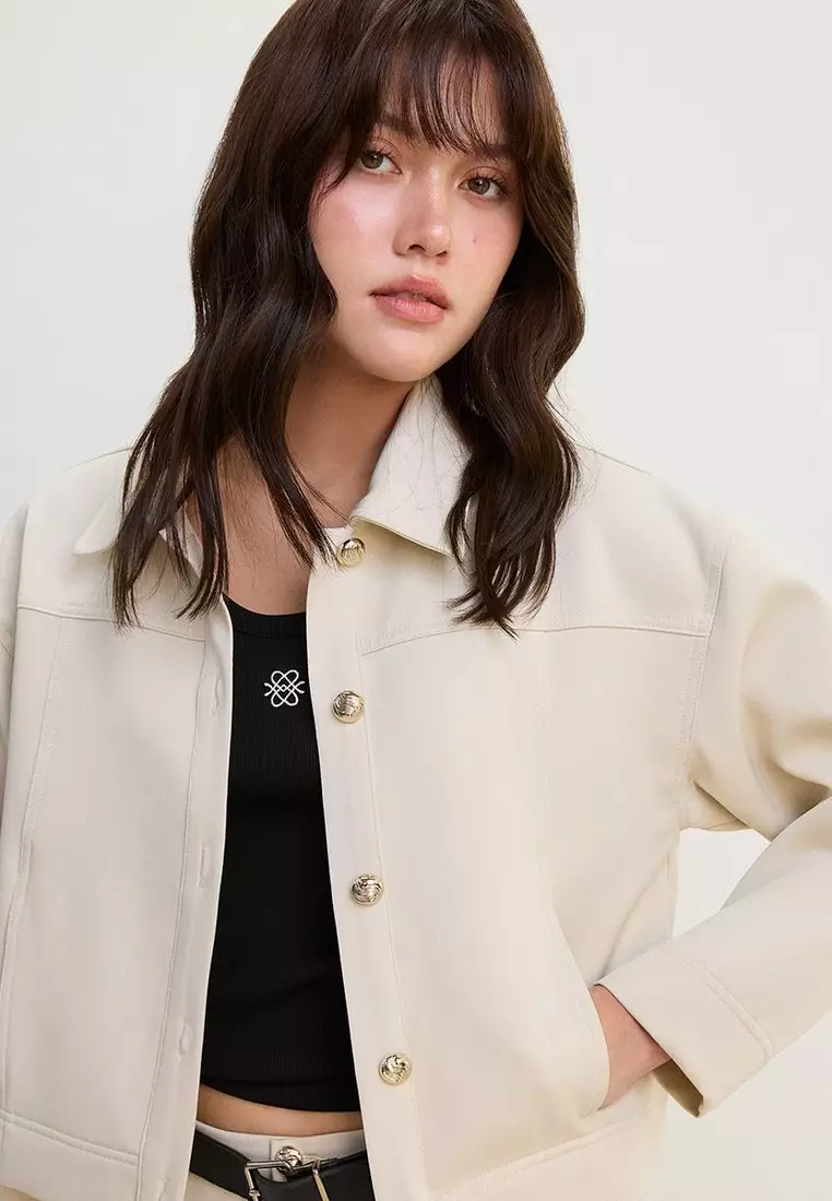 Button Front Jacket - Taupe