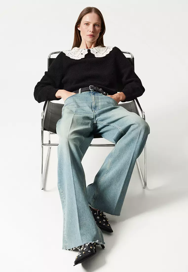 Crochet Collar Knit Jumper