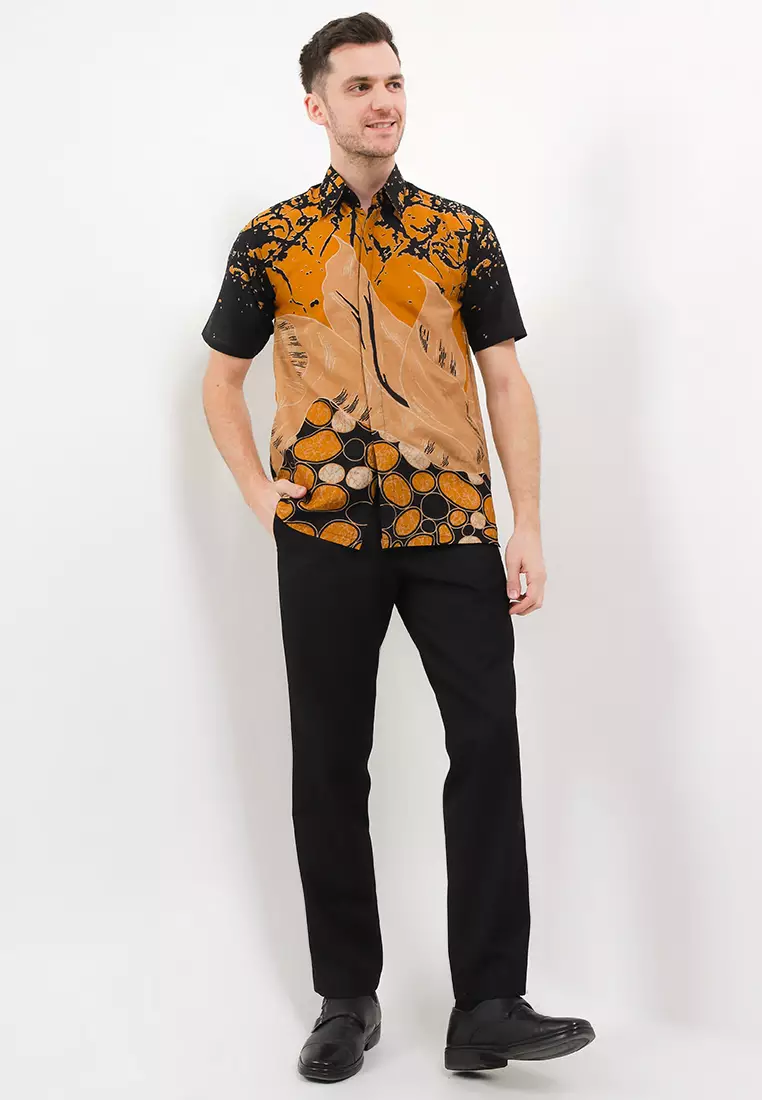 Batu Kemeja Batik Premium Pria Casual Modern Lengan Pendek