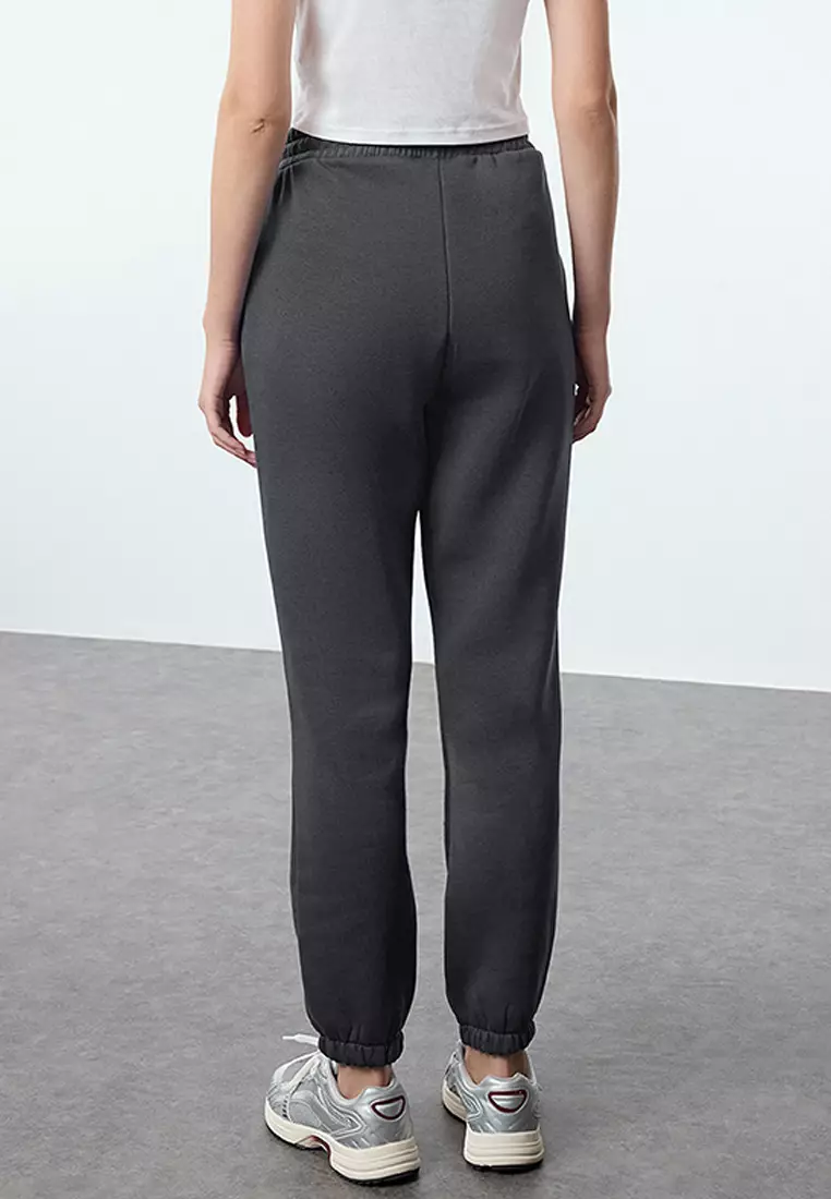 Anthracite Thick Fleece Basic Knitted Sweatpants